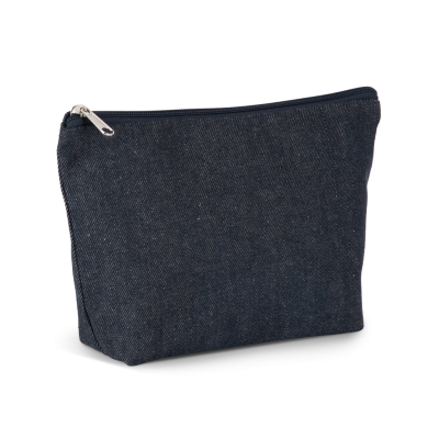 Recycled cotton denim look pouch